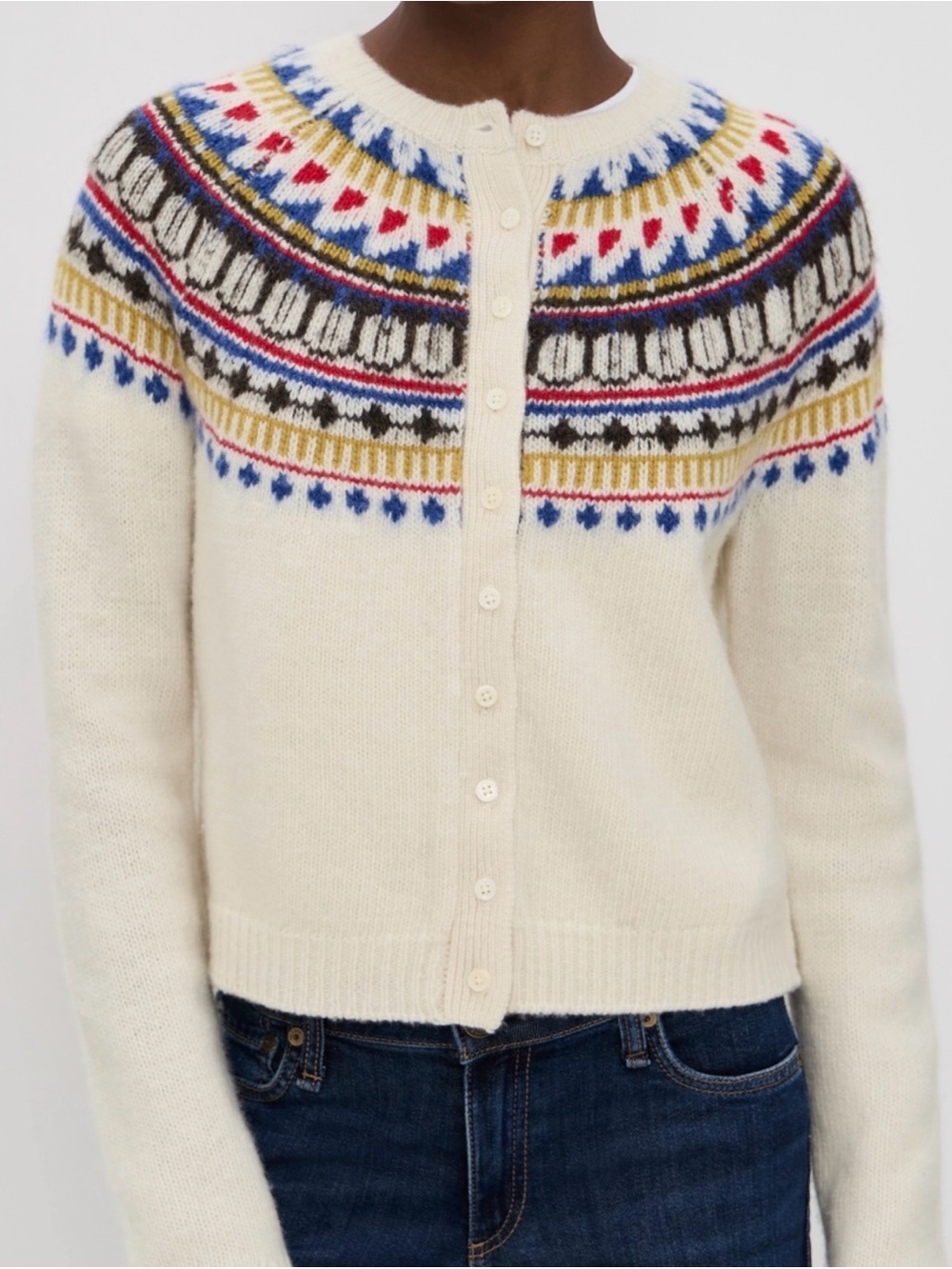 Brand new Alex Mill Amina Cream Fair Isle Button-Front Sweater Cardigan